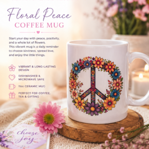 Floral Peace Sign Coffee Mug
